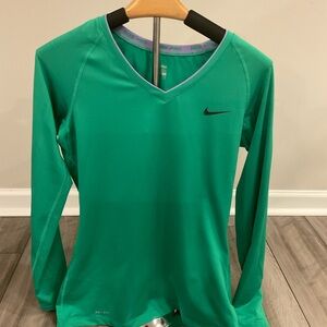 Nike  Pro Women's Green and Purple Long Sleeve Top
